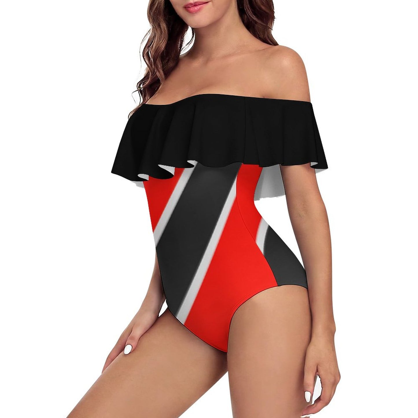 Trini Off Shoulder One Piece Swimsuit(All-Over Printing)
